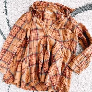 Free People Orange Button Down Flannel!! Sz M